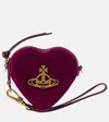 Vivienne Westwood Heart Velvet Coin Purse With Strap In Purple
