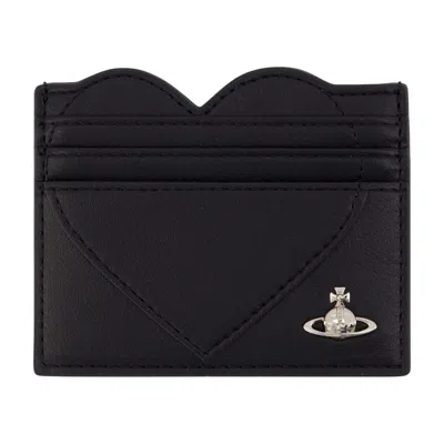 Vivienne Westwood Heart-embossed Synthetic Card Case In Black