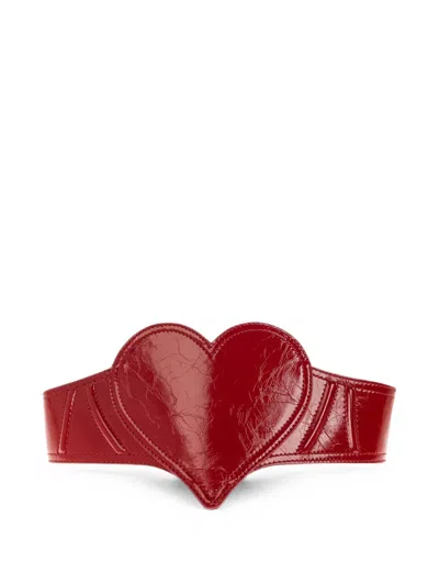 Vivienne Westwood Heart-motif Leather Belt In Red