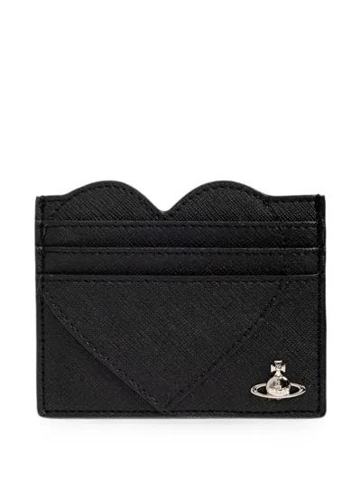 Vivienne Westwood Heart-shape Orb Card Holder In Black