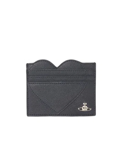 Vivienne Westwood Heart-shaped Orb Card Holder In Black