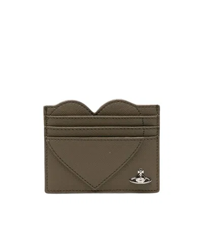 Vivienne Westwood Heart-shaped Card Holder In Brown