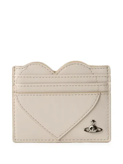 Vivienne Westwood Heart-shaped Orb-plaque Cardholder In Black