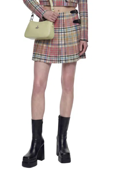 Vivienne Westwood Heather Check Mini Kilt In Multi