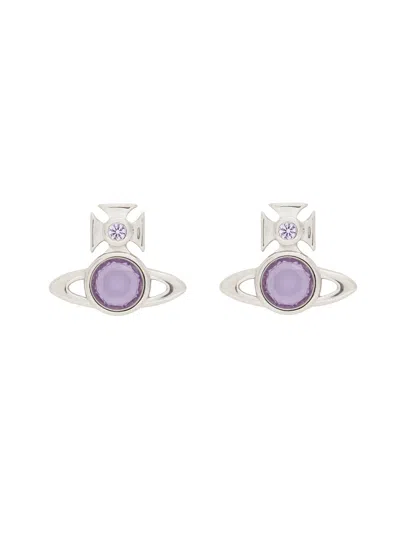 Vivienne Westwood Heather Orb Stud Earrings In Silver