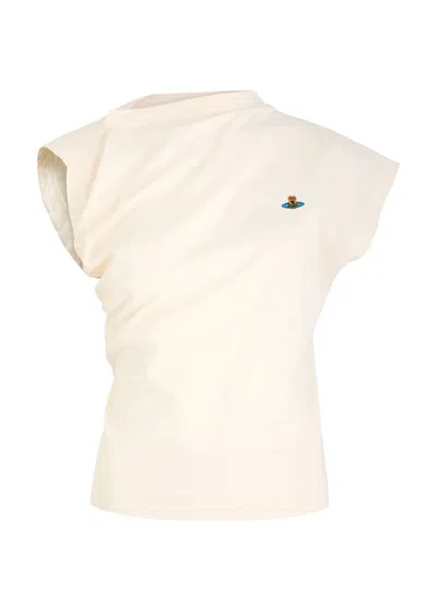 Vivienne Westwood 'hebo' Cap Sleeves Asymmetric Top In Beige