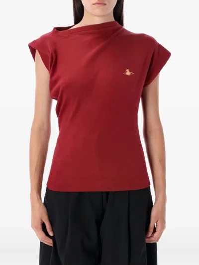 Vivienne Westwood Hebo Top Organic Rib Jersey Tartan Xl Women In Red