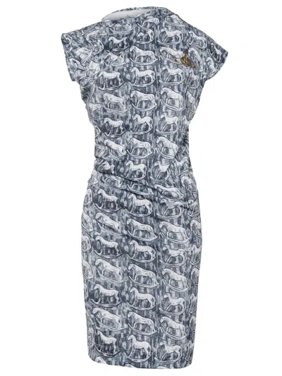 Vivienne Westwood Hebo Dress Printed Co Jersey Grey-rocking-horses S Women In Gray