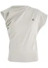 Vivienne Westwood Orb-embroidered Ruched T-shirt In Grey