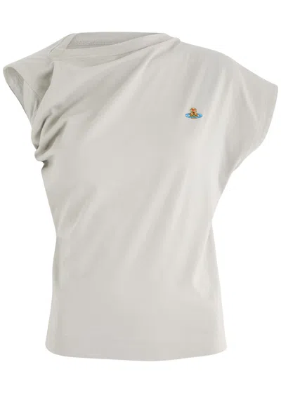 Vivienne Westwood Hebo Gathered Cotton T-shirt In Grey