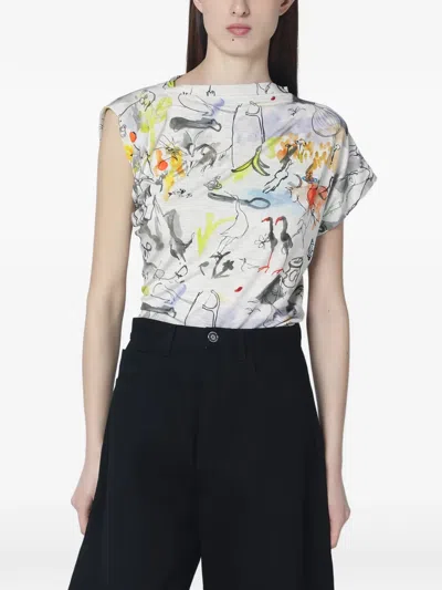 Vivienne Westwood Hebo Asymmetric T-shirt With Wonderland Print In Multi