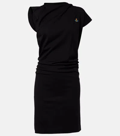 Vivienne Westwood Asymmetric Grand Fond Dress With Fluid Drape And Modern Silhouette In Black