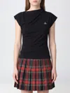 Vivienne Westwood Hebo One-shoulder Cotton Top With Embroidered Orb Logo In Black