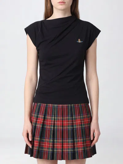 VIVIENNE WESTWOOD VIVIENNE WESTWOOD HEBO ONE-SHOULDER COTTON TOP WITH EMBROIDERED ORB LOGO,I62954002