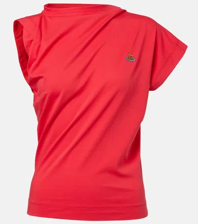 Vivienne Westwood Hebo Orb Cotton Jersey Top In Red