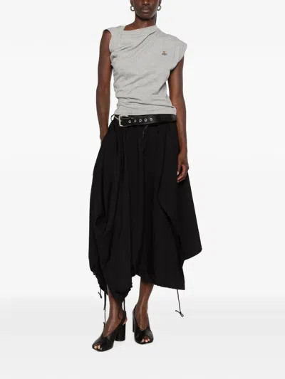 Vivienne Westwood Hebo Orb-embroidered Draped-design T-shirt In Gray