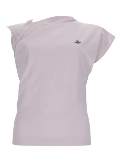 Vivienne Westwood Hebo Soft Light Pink Cotton Top In White