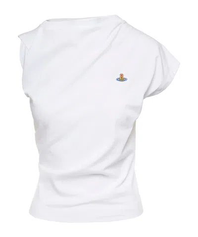 Vivienne Westwood Asymmetric Organic Cotton Top With Gathered Detailing In White