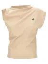 Vivienne Westwood 'hebo' Cap Sleeves Asymmetric Top In Beige