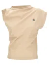Vivienne Westwood 'hebo' Cap Sleeves Asymmetric Top In Beige