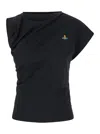 Vivienne Westwood Hebo Asymmetric Draped Jersey Top In Black