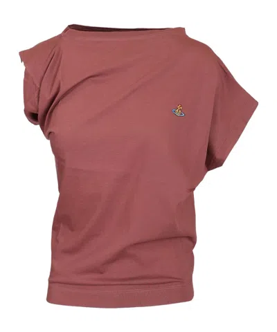 Vivienne Westwood Hebo Orb-embroidered Draped Top In Pink