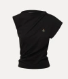 Vivienne Westwood Hebo One-shoulder Cotton Top With Embroidered Orb Logo In Black