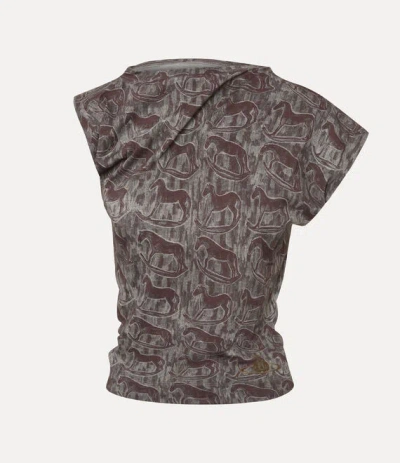 Vivienne Westwood Hebo Top Printed Co Jersey Red-rocking-horses M Women In Gray