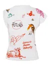 Vivienne Westwood Asymmetric Cap Sleeve Graphic Print Top In White