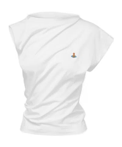 Vivienne Westwood Asymmetric Organic Cotton Top With Gathered Detailing In White