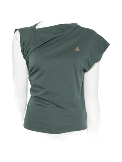 Vivienne Westwood Hebo Asymmetric Cotton T-shirt In Green