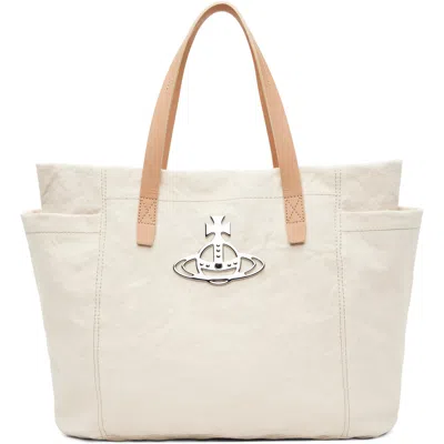 Vivienne Westwood ベージュ ミディアム Henry トートバッグ In White