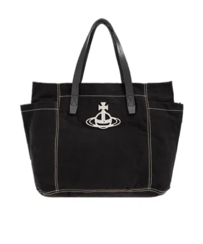 Vivienne Westwood Henry Logo Tote Bag In Black