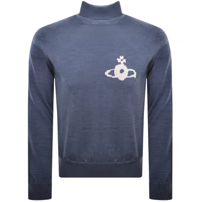 Vivienne Westwood High Neck Knit Jumper Blue