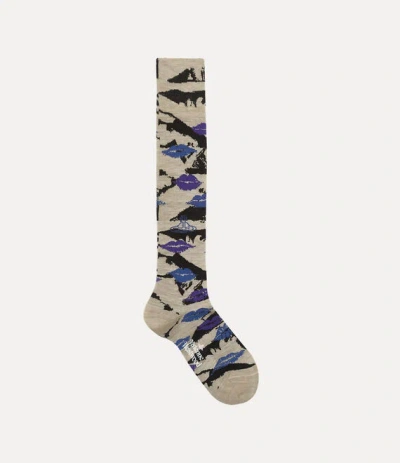 Vivienne Westwood High Sock Kisses Anthracite 6-8 Unisex