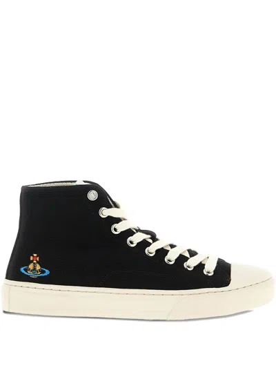 Vivienne Westwood High-top Canvas Sneakers Rubber Sole In Black