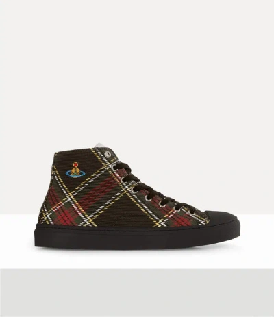 Vivienne Westwood High Top Plimsoll Printed Canvas Chelsea-tartan 11-45 Men In Multi
