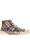 Vivienne Westwood High Top Plimsoll Tartan Canvas Mc-haze 7-40 Women In Brown