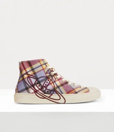 Vivienne Westwood High Top Plimsoll Tartan Canvas Mc-haze 7-40 Women In Multi
