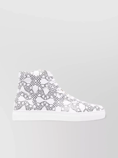 Vivienne Westwood High-top Round Toe Sneakers With Graphic Print In White