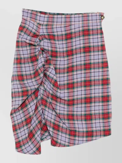 Vivienne Westwood High Waist Knee Length Plaid Skirt In Multi