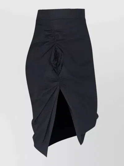 Vivienne Westwood High Waist Midi Skirt Ruched Buttons Embroidery In Black