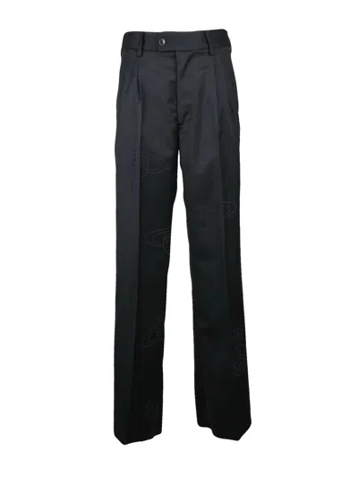 Vivienne Westwood High Waist Wide Leg Trousers With Pleats And Zip Closure In Black