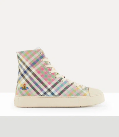 Vivienne Westwood High-top Plimsoll Printed Canvas Heather-plaid 11-45 Men In Multi
