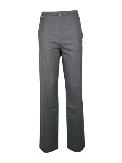 Vivienne Westwood High-waist Grey Virgin Wool Sailor Trousers With Button Closure In Gray