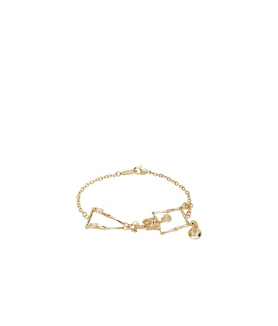 Vivienne Westwood Gold Skeleton Bracelet In R445 Gold/ivory Enam