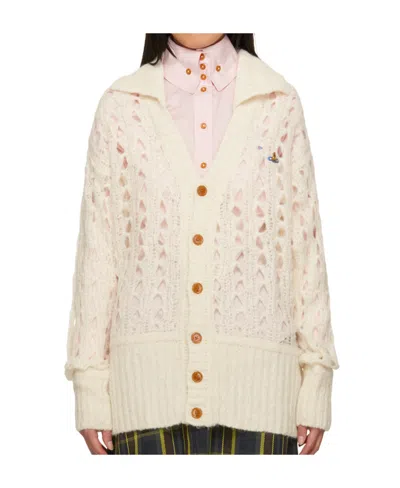 Vivienne Westwood Hollow Knitted Cardigan In Nude