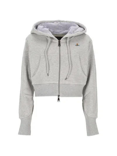Vivienne Westwood Hooded Striped Knitwear In Gray