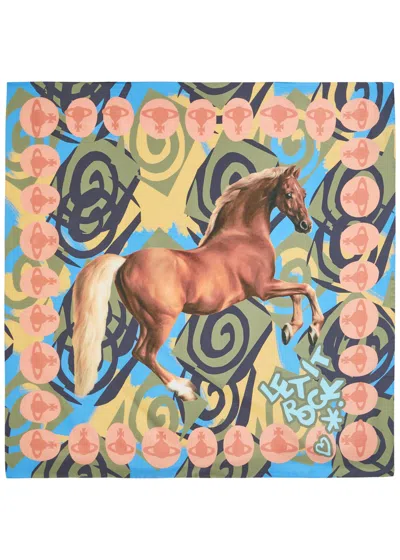Vivienne Westwood Horse Graphics Printed Silk Scarf In Pattern