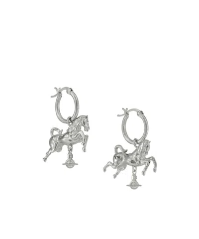 Vivienne Westwood Horse Hoop Earrings In Neutral
